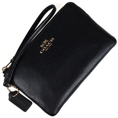 coach black leather wristlet cheap